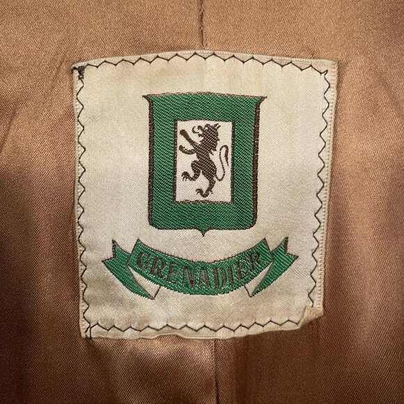 Vintage Grenadier Mens 40 Wool Tweed Single Breasted Over Coat Tan Brown 1960s - Picture 9 of 16